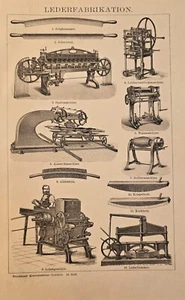 1897 Stampa Antica = PELLE Fabbricazione = Macchinari = Old  Print # - Picture 1 of 1