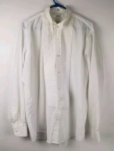 Adolfo Button Down Shirt Tuxedo Style White Mens Size L - Picture 1 of 9