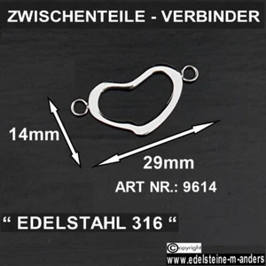 Ketten Verbinder Einhänger Anhänger Herz Edelstahl Schmuck Zwischen Teile DIY - Bild 1 von 1