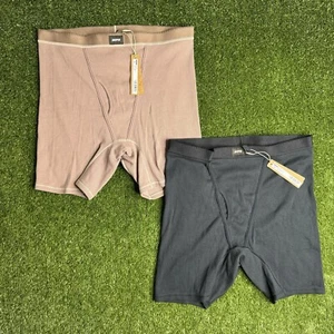 Skims Größe Medium Baumwolle gerippt Boxer Umber & Soot BO-BOX-4781 - Bild 1 von 11