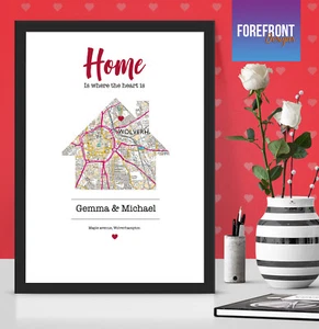 Personalised New home/New Family OS Map Print/ heart/keepsake frame - A4/A3 - Picture 1 of 2
