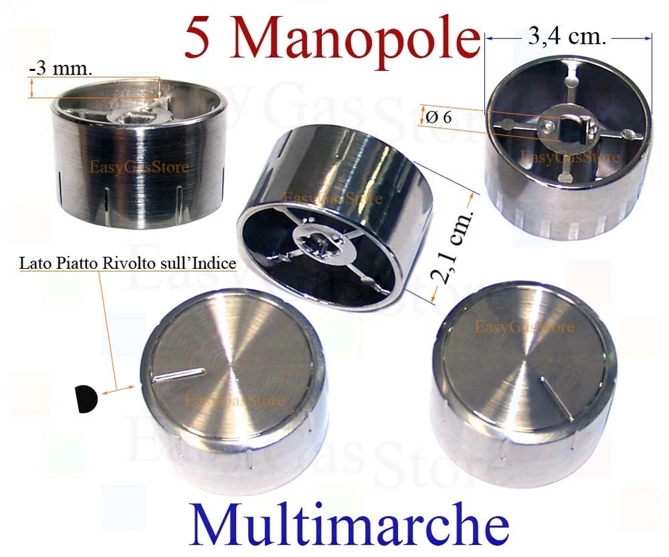 Onofri Samet Ariston Beko Bompani 5 Manopole foro Ø 6 Piano Cottura Multimarche