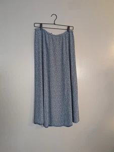 LL Bean Women's Blue Floral Drawstring Lined Maxi Skirt Size 12 - Picture 1 of 8