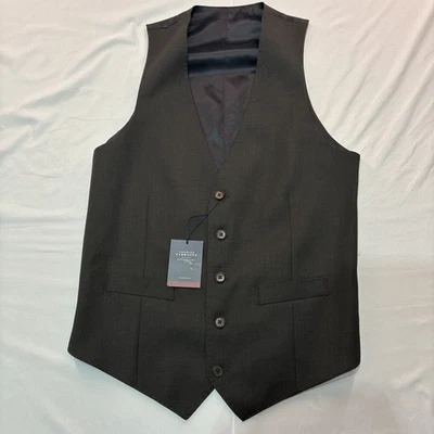 Charles Tyrwhitt Brown Adjustable Fit Birdseye Travel Waistcoat Vest Men 36 NWT - Image 1 of 4