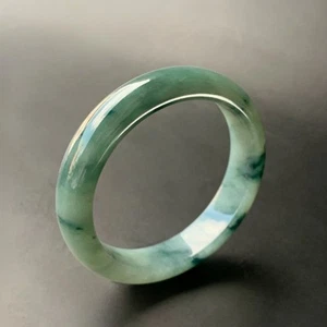【KATHY JADE】 Brazalete Brazalete Brazalete Jade Jade Jade Azul Esmeralda Hilada《54mm》《Grado A》 - Imagen 1 de 3