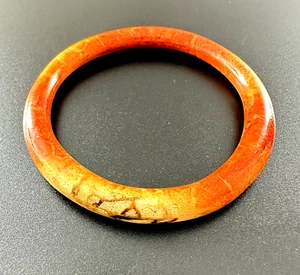 Vintage APPLE CORAL Bangle Bracelet 24 grams Bright Red Orange Cream #197 - Picture 1 of 6