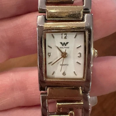 Vintage Waltham Relógio Unissex de Quartzo Ouro/Prata Design Geométrico - Imagem 1 de 4