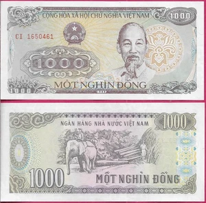 VIETNAM 1000 DONG 1988 UNC CI,SECOND NEW DONG,PORTRAIT OF HO CHI MINH (1890-1969 - Picture 1 of 1