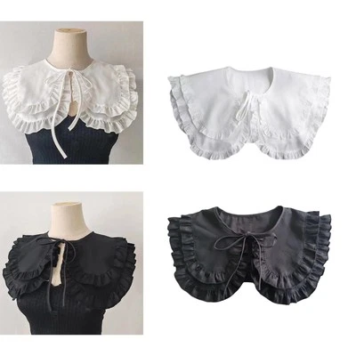 Colletto finto da donna con doppia volant staccabile alla moda per camicette - Immagine 1 di 2