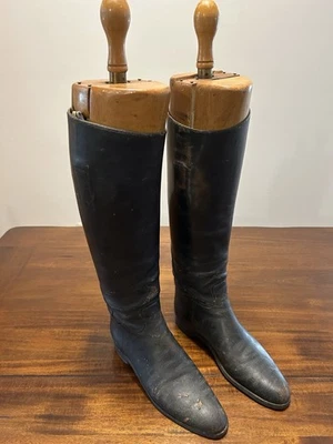 Vintage Peal & Co. Equestrian Leather Riding Boots with Wooden Forms - Image 1 of 4