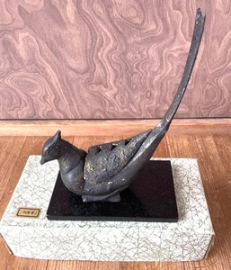 Bruciatore di incenso giapponese vintage a forma di fagiano in metallo ornamento L11,0 pollici con supporto FS - Foto 1 di 4