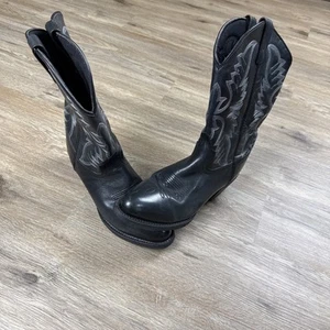 Laredo Birchwood Cowboy Boots Men's Size 9.5D Black Leather Upper 68450 EUC - Picture 1 of 10
