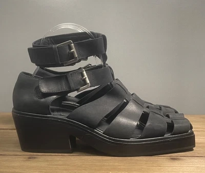 Sandalia electiva para mujer Jeffrey Campbell talla 8 negra correa al tobillo gruesa Foto 1 de 4