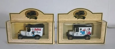 2 furgonetas Morris Bullnose vintage Lledo modelo promocional 1926 - Popeye y aceite de oliva en caja Foto 1 de 4