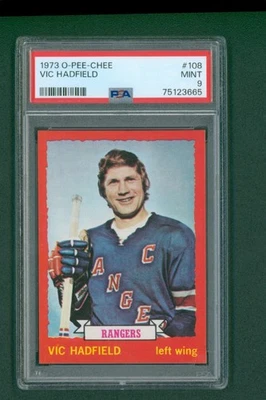 1973 O-Pee-Chee Hockey Card - #108 Vic Hadfield, PSA 9 MINT - Image 1 of 2