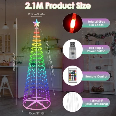 Smart LED Christmas Cone Tree Lights w/ Remote & Timer for Indoor Outdoor - Image 1 of 4
