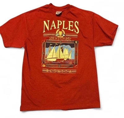 VTG 90s Naples Graphic Tee with Textured Design Made In USA Size Large Unisex - Image 1 of 4