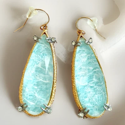 Alexis Bittar амазонит кристалл двойной и кристалл подвеской капли серьги - Изображение 1 из 4