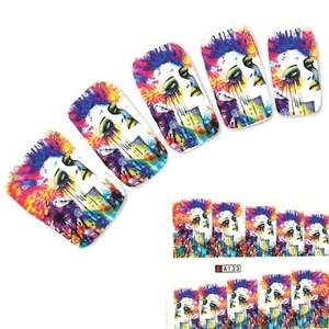 Nail Stickers Colourful Crying Woman Nail Art Nails Foot Water Decal - Picture 1 of 2