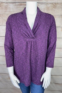CATHERINES 0X Women's 14/16W Knit Purple Marled Lightweight Sweater Blouse EUC - Picture 1 of 3