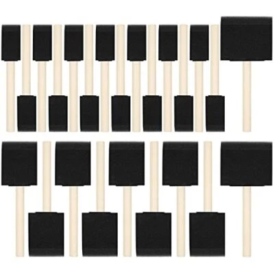 24 Pcs Foam Brush Set, Foam Paint Brushes,Wood Handle (1'', 2'' and 3'') - Image 1 of 4