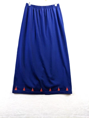 Quacker Factory blue knit embroidered sailboats skirt size medium - Image 1 of 4