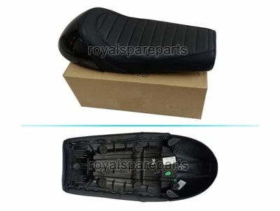 Adapté Pour Royal Enfield Interceptor & Gt 650 Simple Cuir Siège & Noir Col D2 - Photo 1/4