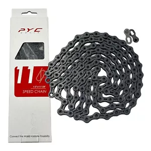 PYC DLC 11 Speed MTB/Road Super Light Bike Chain 116L Black Fit Shimano Sram - Picture 1 of 9