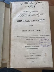 1817-189 Laws Made & Passed by the Generaly Assembly State of Maryland Slavery - Picture 1 of 10