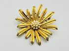 Vintage D'Orlan Gold Tone Daisy & Faux Pearl Brooch #0906