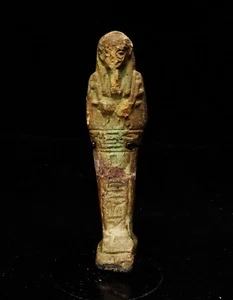 OUSHEBTI AVEC HIEROGLYPHES - BASSE EPOQUE 664/332BC - EGYPTIAN GLAZED SHABTI - Picture 1 of 8