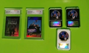 Lot Of 2 Graded Trump Cards And 3 Slabbed Trump Coins. New #Y723 - Picture 1 of 5