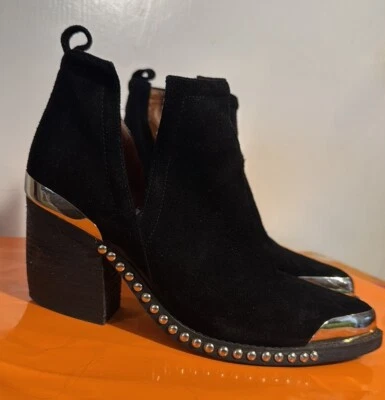 Jeffrey Campbell  Suede Ankle Boots Silver Trim 3” Heels EUC Ladies 6 Orig $329 - Image 1 of 4
