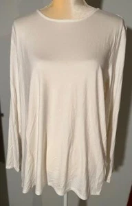 NEW Chico's Womens Ivory Long Sleeve Pullover Tee/ Top Size 3 (14/16 ) NWT - Picture 1 of 5
