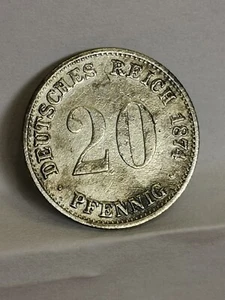 20 PFENNIG ARGENT 1874 C FRANCFORT SUR LE MAIN WILHELM I TYPE 1 PETIT AIGLE ALLE - Picture 1 of 3
