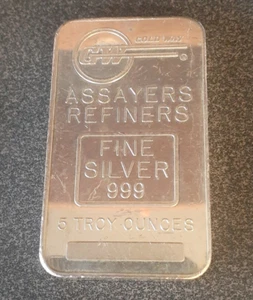 Gold Way GW Refiners Vintage Assay Silberbarren 5oz .999 seltener Barren - Bild 1 von 3
