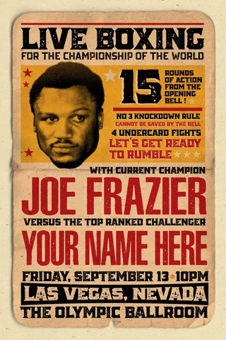YOUR NAME on a Boxing champ poster vs Joe Frazier - personalized & cool Cover