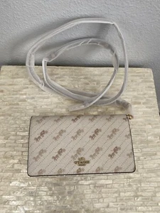 Coach Anna Foldover Crossbody Clutch, Horse & Carriage Dot, Gold/Cream - Picture 1 of 1