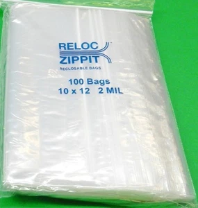 100 Zippit Reloc 10x12 Druckverschlussbeutel Schiebeverschlussbeutel groß transparent 2 Mil wiederverschließbar - Bild 1 von 6