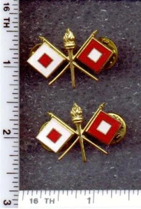 Fire Department "Communications" Crossed Flags Collar Pins (set of 2) - Picture 1 of 1