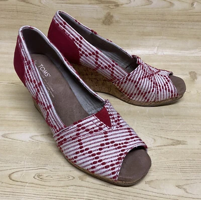 Toms Wedge Heels Peep Toe Slip On Womens Shoes Size 9 - Image 1 of 4