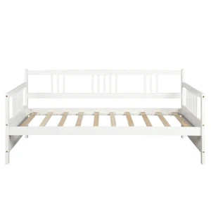 Twin Size Wooden Slats Daybed Bed Sofa Platform Support Apartment W/Rails White - Picture 1 of 6