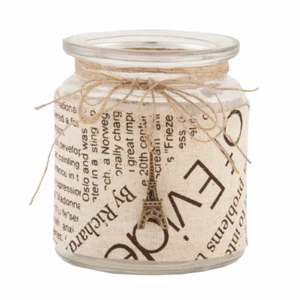Dekoglas mit Textband und Eiffelturm - Anhänger 8x10cm Clayre & Eef | Shabby - Bild 1 von 1