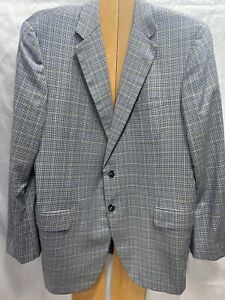 Oxxford Gray Blue Plaid 2 Button Super 130’s Sport Coat Suit Jacket Size 46L
