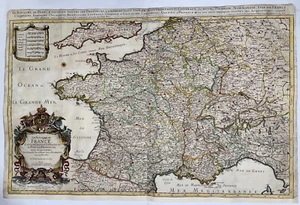 FRANCE 1679 NICOLAS SANSON / HUBERT JAILLOT ANTIQUE WALL MAP 17TH CENTURY - Picture 1 of 15