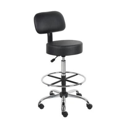 BOSS Office Products Stool Vinyl Task W/ Back Rest Seat Height Adjustment Black - Image 1 of 4
