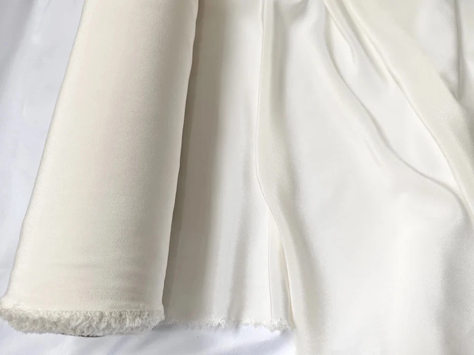 55'' Wide 15 momme Crepe Silk Fabric CDC Cream Beige Nature Silk Crepe De Chine - Image 1 of 4