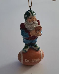 Football Playing Santa Claus Christmas Tree Ornament 4" Vintage! - Picture 1 of 5