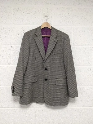 100% Pure Cashmere Blazer Jacket Houndstooth Patterned Black White - Size 42 R - Image 1 of 4