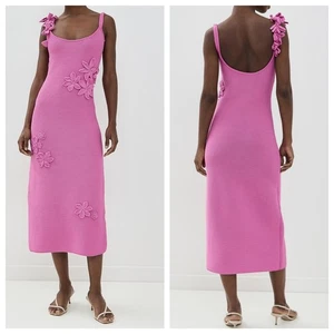 Jersey Amur Allegra Crochet Floral Tejido Midi Rosa Perla Sin Mangas Talla Grande  - Imagen 1 de 12